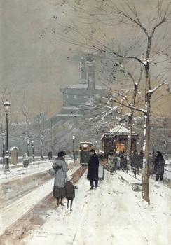 Eugene Galien-Laloue : FIGURES in the snow Paris